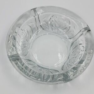 Vintage 5.5" Glass Ashtray KIG Indonesia Pressed Clear Glass Rose Pattern VTG